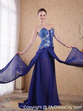 Sweetheart Sequined Royal Blue Chiffon 2013 Prom Evening Dress