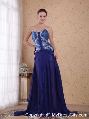 Sweetheart Sequined Royal Blue Chiffon 2013 Prom Evening Dress