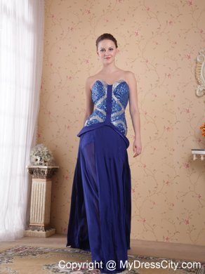 Sweetheart Sequined Royal Blue Chiffon 2013 Prom Evening Dress