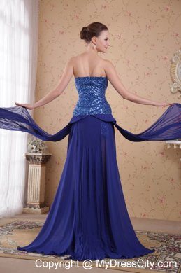 Sweetheart Sequined Royal Blue Chiffon 2013 Prom Evening Dress