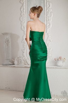 Green Mermaid Strapless Ruches Long Prom Evening Dresses 2013