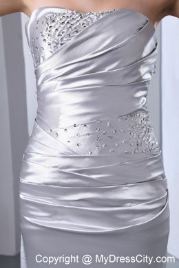 Sliver Column Evening Formal Gowns with Ruches and Beading