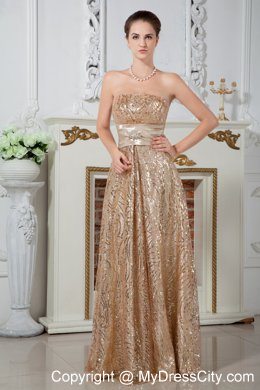 Champagne Strapless Sequin Evening Dresses for Celebrity 2013