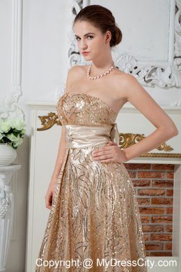 Champagne Strapless Sequin Evening Dresses for Celebrity 2013