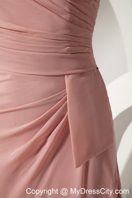 Light Pink Halter Ruches Prom Evening Dresses with Ruches Chiffon