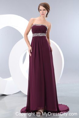 Beautiful Dark Purple Long 2013 Maxi Evening Dresses with Beading