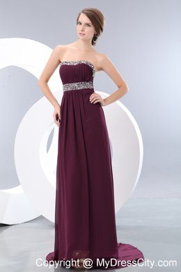 Beautiful Dark Purple Long 2013 Maxi Evening Dresses with Beading