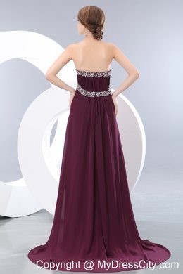 Beautiful Dark Purple Long 2013 Maxi Evening Dresses with Beading