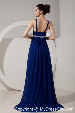 Beautiful Peacock Blue V-neck Evening Formal Gowns with Beading