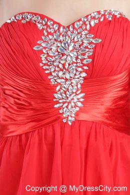 Red Sweetheart Beading 2013 High-low Homecoming Evening Dress