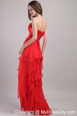 Red Sweetheart Beading 2013 High-low Homecoming Evening Dress