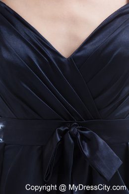 2013 Navy Blue V-neck Ruffled Layers Evening Dress for Girl