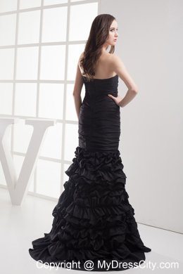 Black Mermaid Ruffled Layers Evening Dress with Ruches 2013