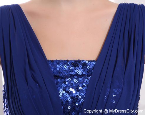 Blue Sequins Straps 2013 Evening Dress for Party for Cheap