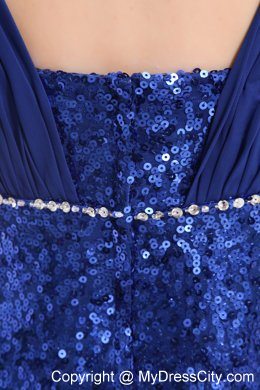 Blue Sequins Straps 2013 Evening Dress for Party for Cheap