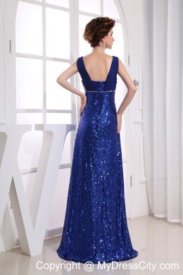 Blue Sequins Straps 2013 Evening Dress for Party for Cheap