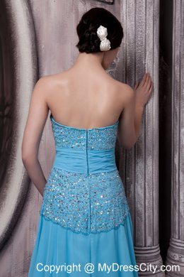 2013 Aqua Blue Sweetheart Maxi Evening Dresses with Chiffon