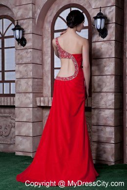 Beautiful Red One Shoulder Beading Evening Dresses for Celebrity