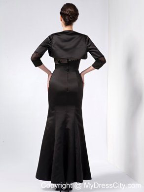 Lace and Beading Black Column Strapless Mother Dress Ankle-length