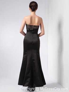 Lace and Beading Black Column Strapless Mother Dress Ankle-length