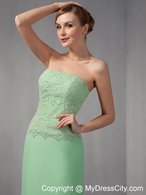 Appliques Apple Green Column Strapless Ankle-length Chiffon Mother Dress