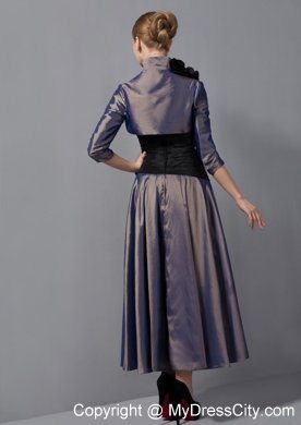 Hand Flowers Purple Empire Ankle-length Taffeta Wedding Mother Outfits