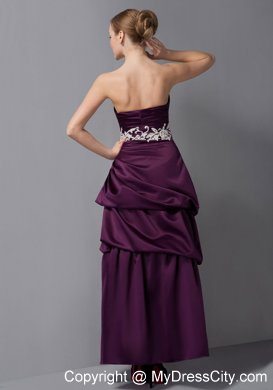 Sweetheart Ankle-length Dark Purple Appliques Mother of The Bride Dress