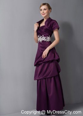 Sweetheart Ankle-length Dark Purple Appliques Mother of The Bride Dress