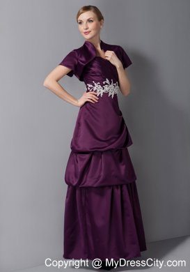 Sweetheart Ankle-length Dark Purple Appliques Mother of The Bride Dress