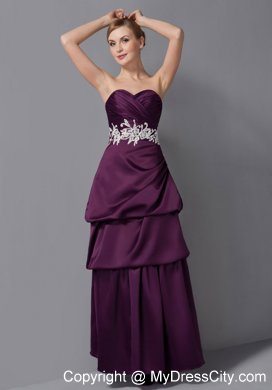 Sweetheart Ankle-length Dark Purple Appliques Mother of The Bride Dress