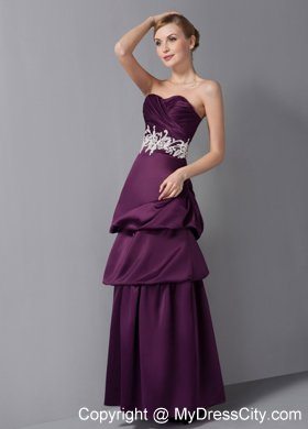 Sweetheart Ankle-length Dark Purple Appliques Mother of The Bride Dress