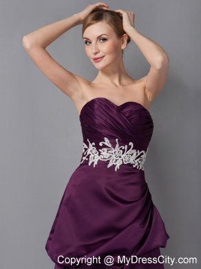 Sweetheart Ankle-length Dark Purple Appliques Mother of The Bride Dress