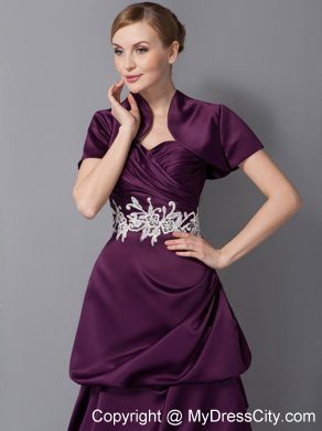 Sweetheart Ankle-length Dark Purple Appliques Mother of The Bride Dress