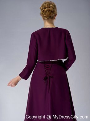 Spaghetti Straps Knee-length Burgundy Mother Dress A-line Beading