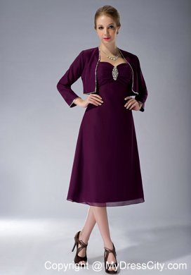 Spaghetti Straps Knee-length Burgundy Mother Dress A-line Beading