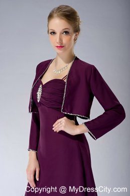 Spaghetti Straps Knee-length Burgundy Mother Dress A-line Beading