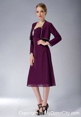 Spaghetti Straps Knee-length Burgundy Mother Dress A-line Beading