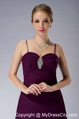 Spaghetti Straps Knee-length Burgundy Mother Dress A-line Beading