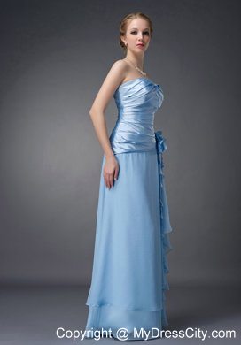 Hand Flowers Baby Blue Empire for Mother of Groom Dress Strapless Chiffon