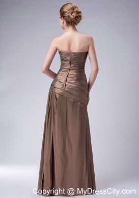 Empire Strapless Brown Taffeta Floor-length Appliques Mothers Dresses