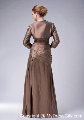 Empire Strapless Brown Taffeta Floor-length Appliques Mothers Dresses