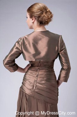 Empire Strapless Brown Taffeta Floor-length Appliques Mothers Dresses