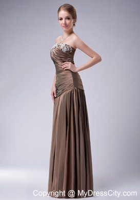 Empire Strapless Brown Taffeta Floor-length Appliques Mothers Dresses