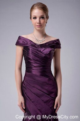 Off The Shoulder Purple Mother Of The Bride Dress Mermaid Ruche