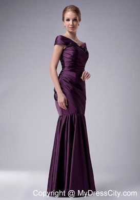 Off The Shoulder Purple Mother Of The Bride Dress Mermaid Ruche