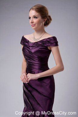 Off The Shoulder Purple Mother Of The Bride Dress Mermaid Ruche