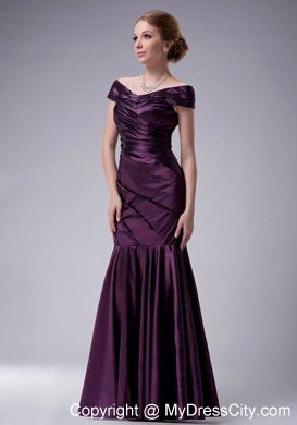 Off The Shoulder Purple Mother Of The Bride Dress Mermaid Ruche