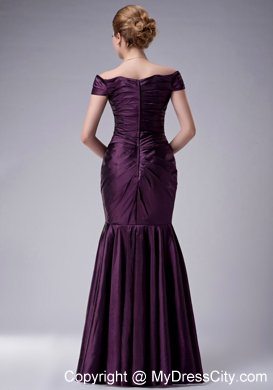 Off The Shoulder Purple Mother Of The Bride Dress Mermaid Ruche