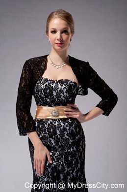 Strapless Floor-length Lace Black Mother of Groom Dress Column Sashes