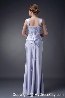 Straps Lilac Column Straps Long Mother of Groom Dress with Appliques